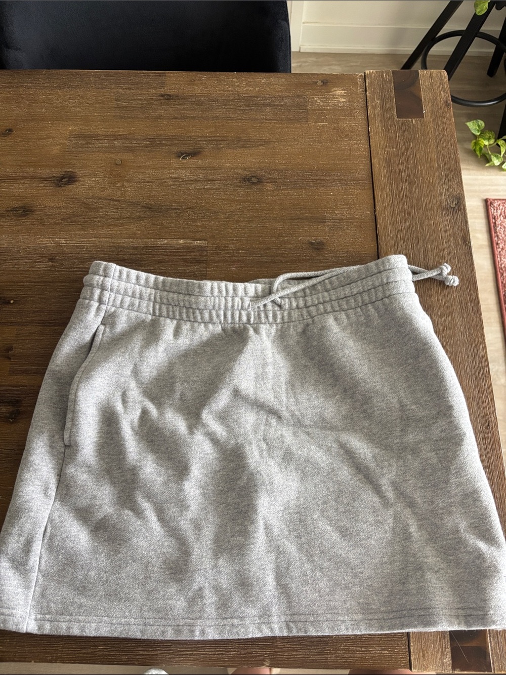 Gray Drawstring Sweat Skirt